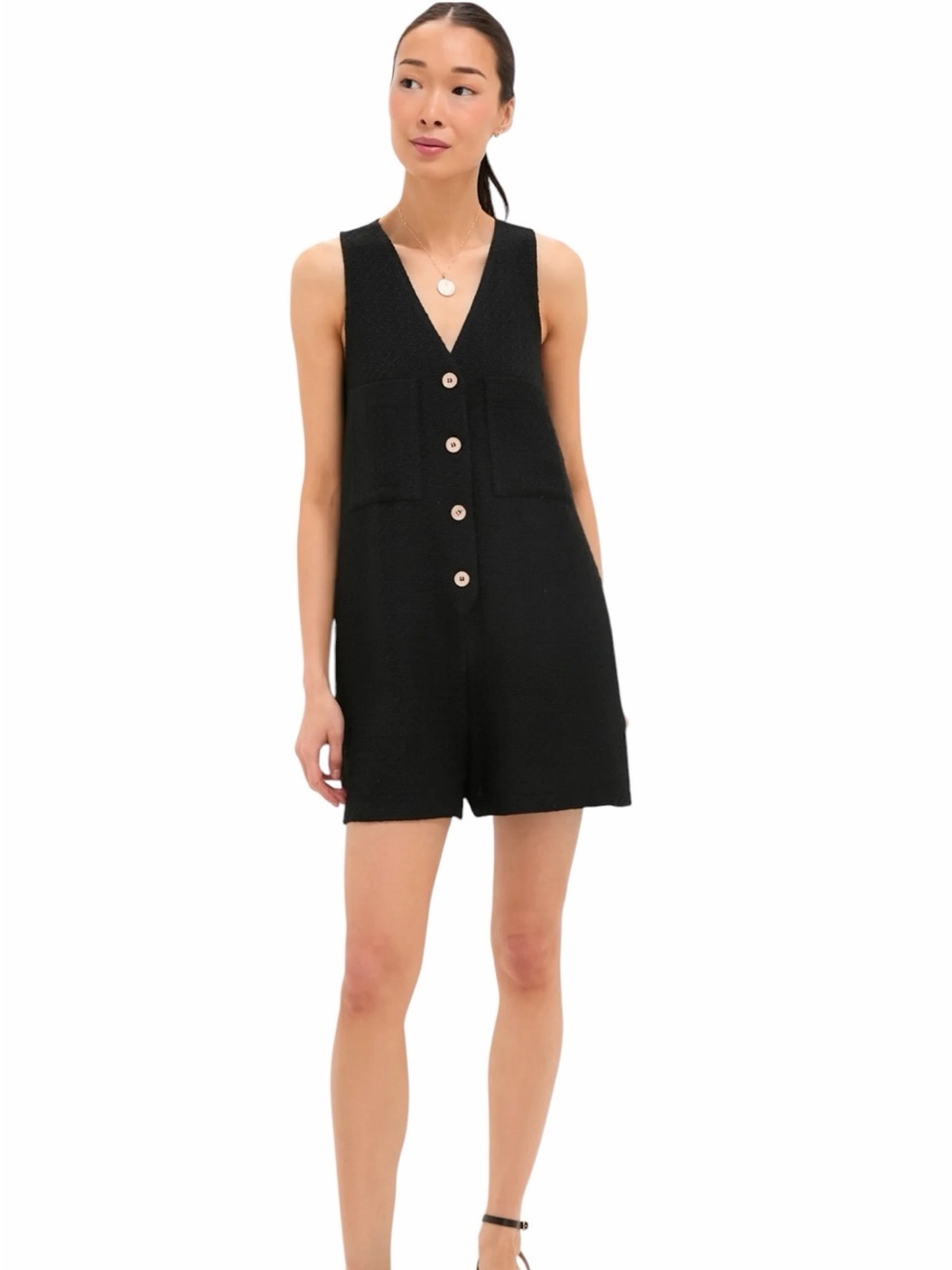 Tuckernuck Black Textured Myla Romper Size XS